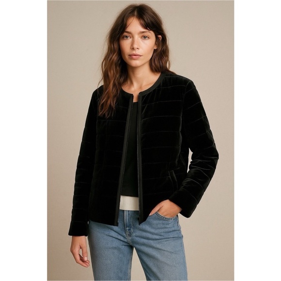 Eileen Fisher Jackets & Blazers - Eileen Fisher Velvet Silk Blend Quilted Jacket Black Size Medium